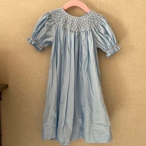 Light Blue Smocked Dress with Pearls - 24m - Great Condition